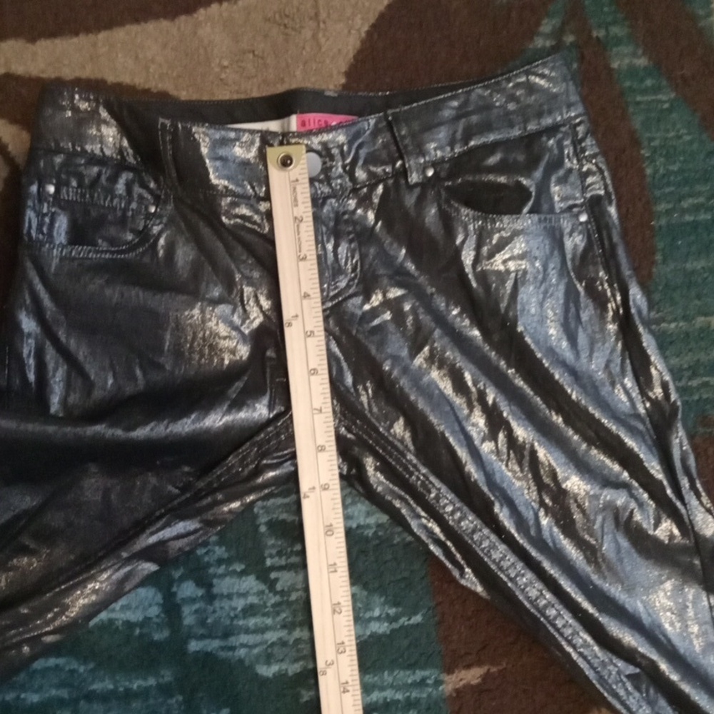 Alice + Olivia Shimmering Silver Skinny Pants Party Club Womens Sz 4 - Picture 9 of 12